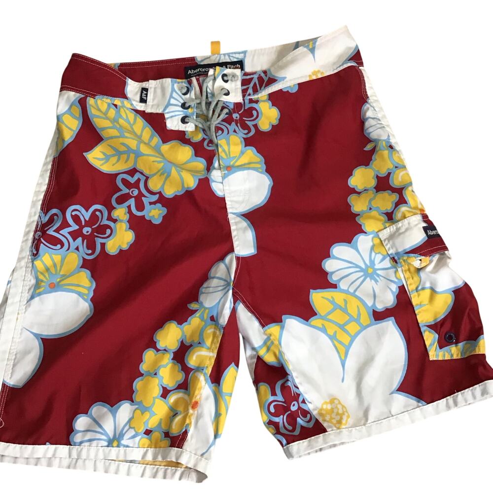 Abercrombie & Fitch  Vtg floral board shorts drawstring waist cargo pocket Sz.34